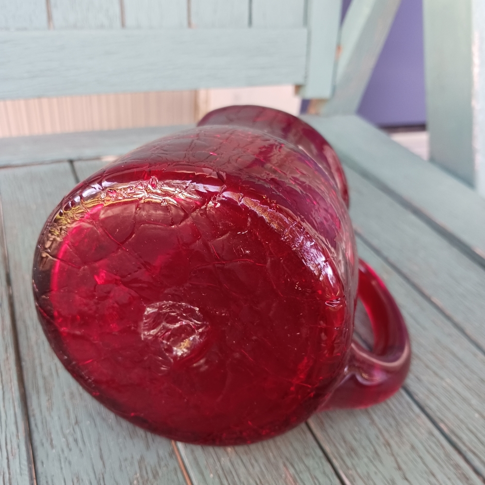Vintage Mid Century Small Red Blenko Pitcher Vase - Picture 3 of 6